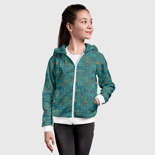 Детская толстовка на молнии Узор из плиток / 3D-Белый – фото 4