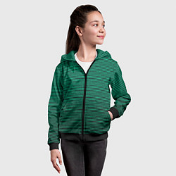 Толстовка на молнии детская Зелёный текстурированный в чёрную полоску, цвет: 3D-черный — фото 2