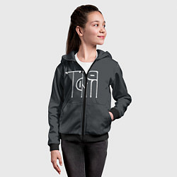 Толстовка на молнии детская Таня вязью - белая надпись, цвет: 3D-черный — фото 2