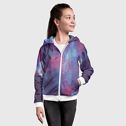 Толстовка на молнии детская Тай-дай космос, цвет: 3D-белый — фото 2