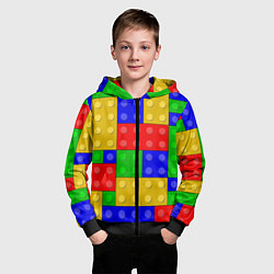 Толстовка на молнии детская Детали Лего, цвет: 3D-черный — фото 2