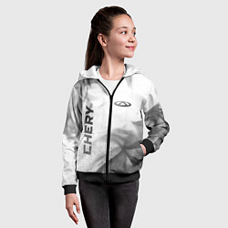 Толстовка на молнии детская Chery - white gradient вертикально, цвет: 3D-черный — фото 2