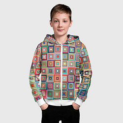 Толстовка на молнии детская Квадратная мозаика, цвет: 3D-белый — фото 2