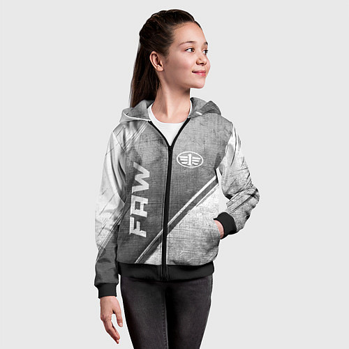 Детская толстовка на молнии FAW - grey gradient вертикально / 3D-Черный – фото 4