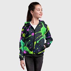 Толстовка на молнии детская Разноцветные кляксы, цвет: 3D-черный — фото 2