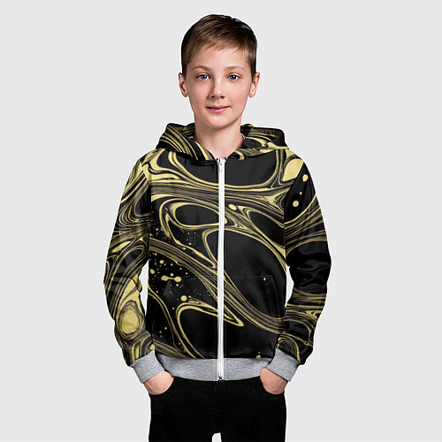 Детская толстовка на молнии Разводы в виде кругов и линий - текстура / 3D-Меланж – фото 3
