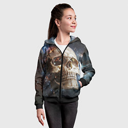Толстовка на молнии детская Череп - космос, цвет: 3D-черный — фото 2
