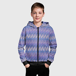 Толстовка на молнии детская Сиреневый с полосатым узором паттерн, цвет: 3D-черный — фото 2