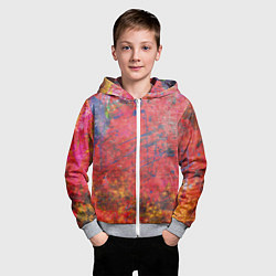 Толстовка на молнии детская Абстракция - red yellow grunge, цвет: 3D-меланж — фото 2