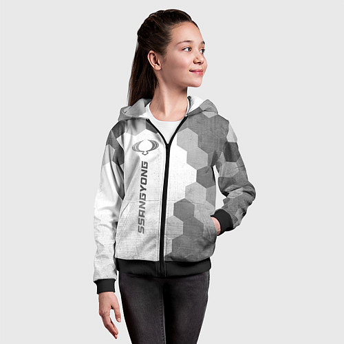 Детская толстовка на молнии SsangYong - white gradient по-вертикали / 3D-Черный – фото 4