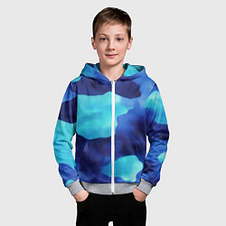 Толстовка на молнии детская Камуфляж в синих оттенках, цвет: 3D-меланж — фото 2