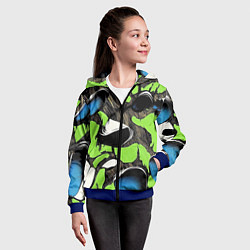 Толстовка на молнии детская Объемный камуфляж из слоев, цвет: 3D-синий — фото 2