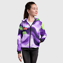 Толстовка на молнии детская Фиолетовый камуфляж Россия, цвет: 3D-черный — фото 2