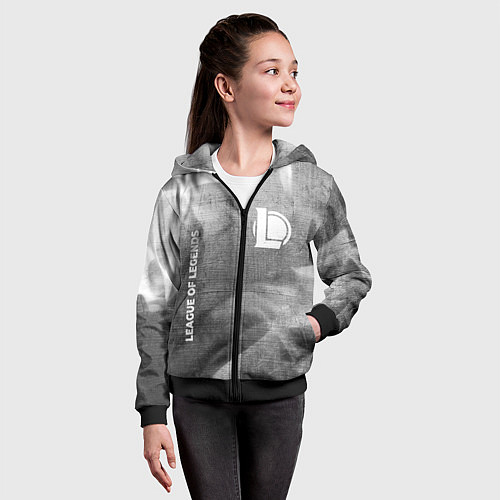 Детская толстовка на молнии League of Legends - grey gradient вертикально / 3D-Черный – фото 4