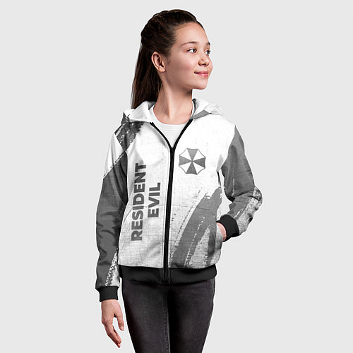Детская толстовка на молнии Resident Evil - white gradient вертикально / 3D-Черный – фото 4