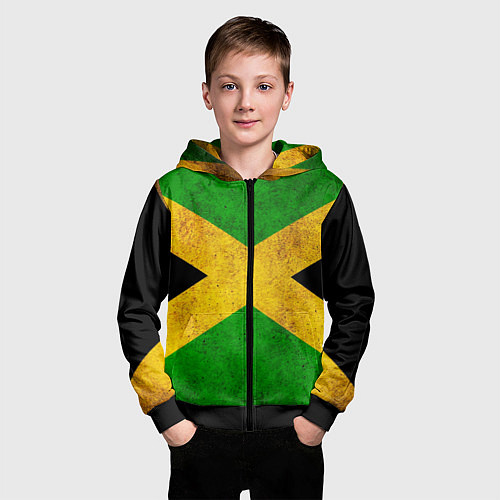 Детская толстовка на молнии Jamaica flag / 3D-Черный – фото 3