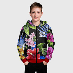 Толстовка на молнии детская Tropical flowers - aloha, цвет: 3D-красный — фото 2