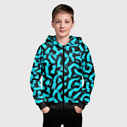 Толстовка на молнии детская Бирюзовая абстракция, цвет: 3D-черный — фото 2
