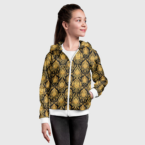 Детская толстовка на молнии Тайский золотой орнамент / 3D-Белый – фото 4