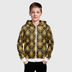 Толстовка на молнии детская Тайский золотой орнамент, цвет: 3D-белый — фото 2