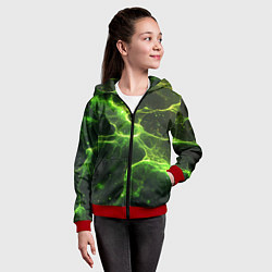 Толстовка на молнии детская Зеленые волокна текстура, цвет: 3D-красный — фото 2