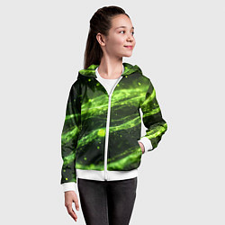 Толстовка на молнии детская Текстура зеленая жидкость, цвет: 3D-белый — фото 2