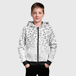 Толстовка на молнии детская Рисованные сердца, цвет: 3D-черный — фото 2