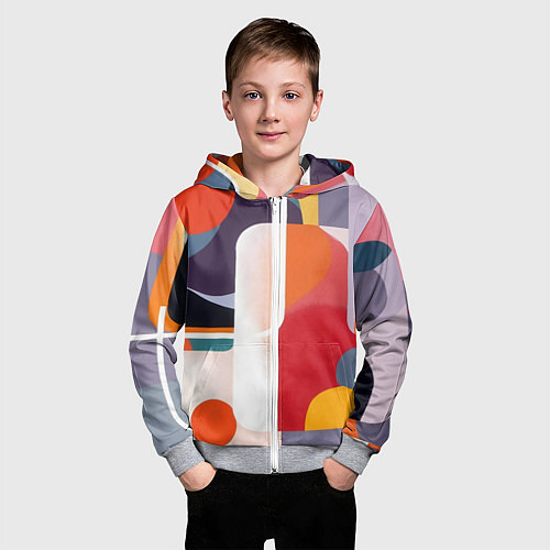 Детская толстовка на молнии Абстракция из фигур и линий / 3D-Меланж – фото 3