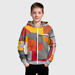 Толстовка на молнии детская Абстракция с желтым и оранжевым, цвет: 3D-меланж — фото 2