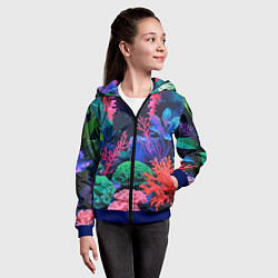 Толстовка на молнии детская Подводный мир с кораллами, цвет: 3D-синий — фото 2