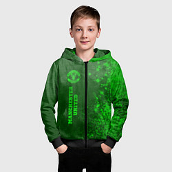 Толстовка на молнии детская Manchester United - green gradient по-вертикали, цвет: 3D-черный — фото 2