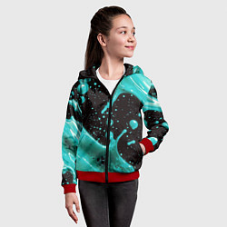 Толстовка на молнии детская Голубая краска и капли, цвет: 3D-красный — фото 2