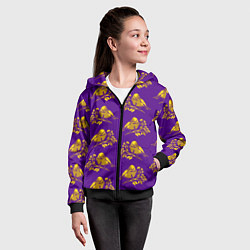 Толстовка на молнии детская Золотые птички на индиго, цвет: 3D-черный — фото 2