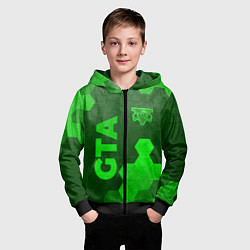 Толстовка на молнии детская GTA - green gradient вертикально, цвет: 3D-черный — фото 2