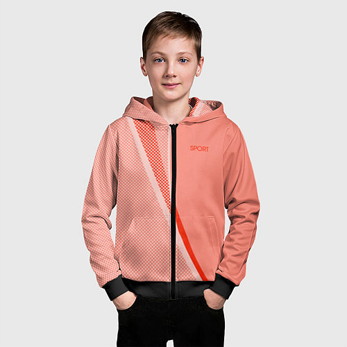 Детская толстовка на молнии Sport персиковый с полосой / 3D-Черный – фото 3