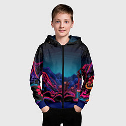 Толстовка на молнии детская Psychedelic music art, цвет: 3D-синий — фото 2