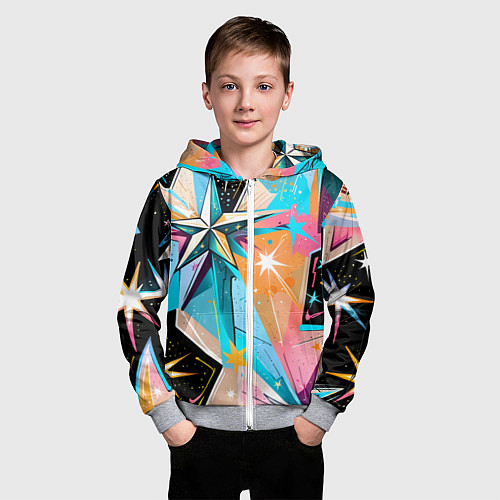 Детская толстовка на молнии Граффити звезды / 3D-Меланж – фото 3