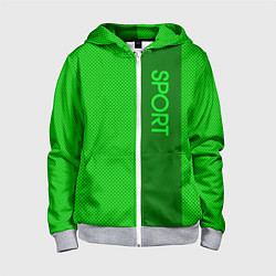 Толстовка на молнии детская Sport зелёный с полосой, цвет: 3D-меланж