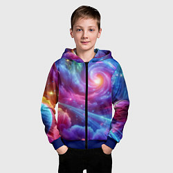 Толстовка на молнии детская Neon space fantasy, цвет: 3D-синий — фото 2