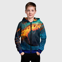 Толстовка на молнии детская Взрыв планеты, цвет: 3D-синий — фото 2