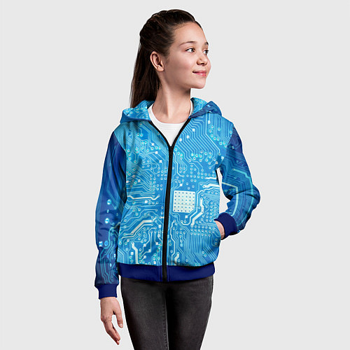 Детская толстовка на молнии Системная плата / 3D-Синий – фото 4