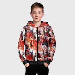 Толстовка на молнии детская Огненные перья, цвет: 3D-черный — фото 2