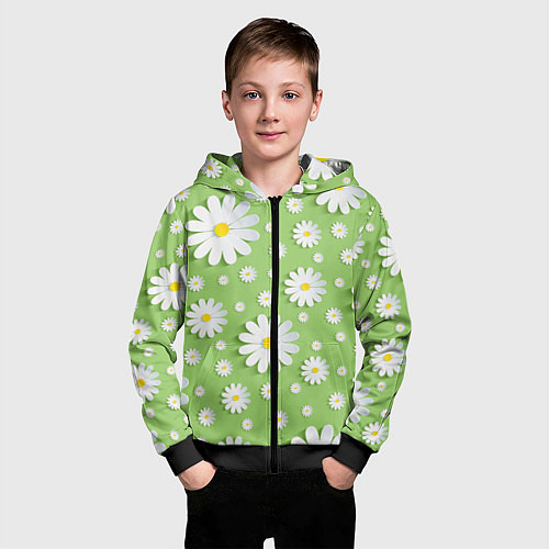 Детская толстовка на молнии Ромашки бумажные / 3D-Черный – фото 3