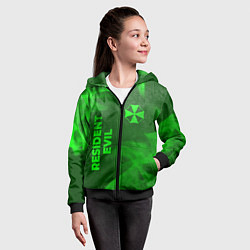 Толстовка на молнии детская Resident Evil - green gradient вертикально, цвет: 3D-черный — фото 2