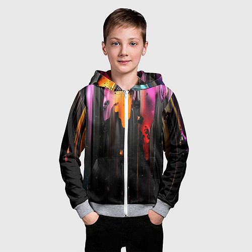 Детская толстовка на молнии Разноцветная рельефная краска текстура / 3D-Меланж – фото 3