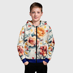 Толстовка на молнии детская Паттерн с переплетением цветов, цвет: 3D-синий — фото 2