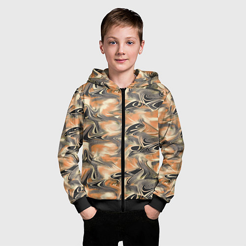 Детская толстовка на молнии Абстракция - закрученный узор / 3D-Черный – фото 3