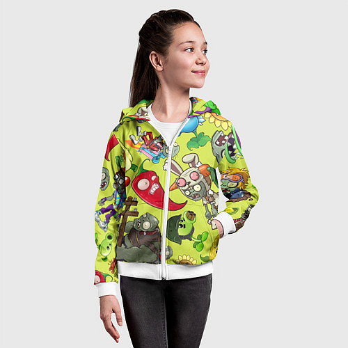 Детская толстовка на молнии Растения против зомби с героями / 3D-Белый – фото 4