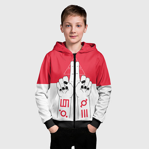Детская толстовка на молнии 30 Seconds to Mars poster / 3D-Черный – фото 3