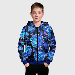 Толстовка на молнии детская Хохлома негатив, цвет: 3D-синий — фото 2